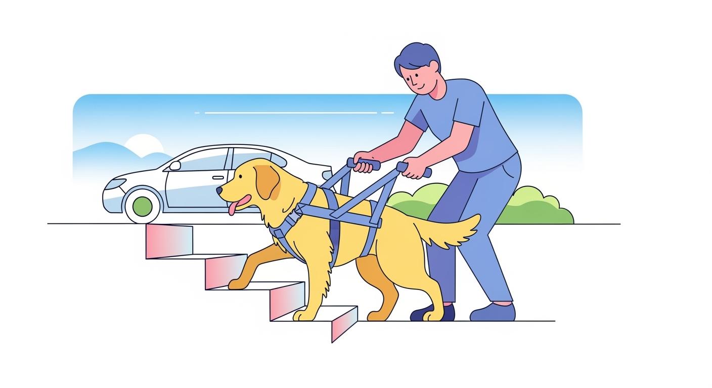 Large breed dog lift harness step-by-step guide for stairs and car transfers