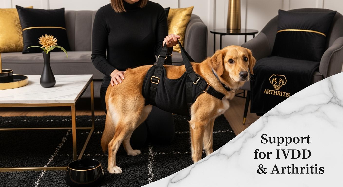 Dog mobility sling for hind leg support for IVDD and arthritis helps stabilize rear weakness and supports safe transfers