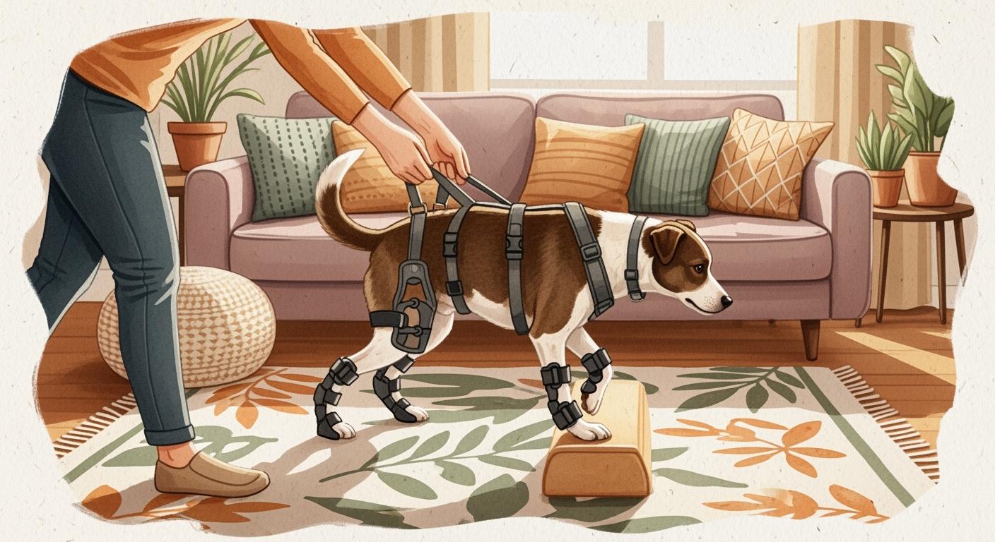 Dog Rehab Exercise Schedule with Braces and Harnesses for Safe Home Recovery