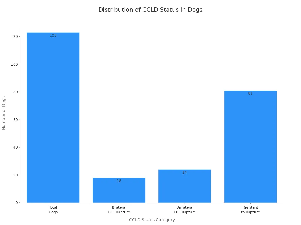 Bar chart showing number of dogs by CCLD status category