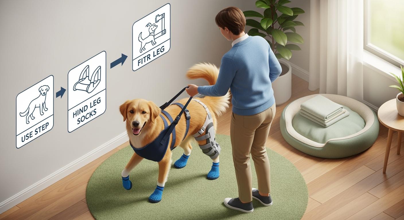 Dog limping after surgery step-by-step guide for using slings, braces, and traction socks