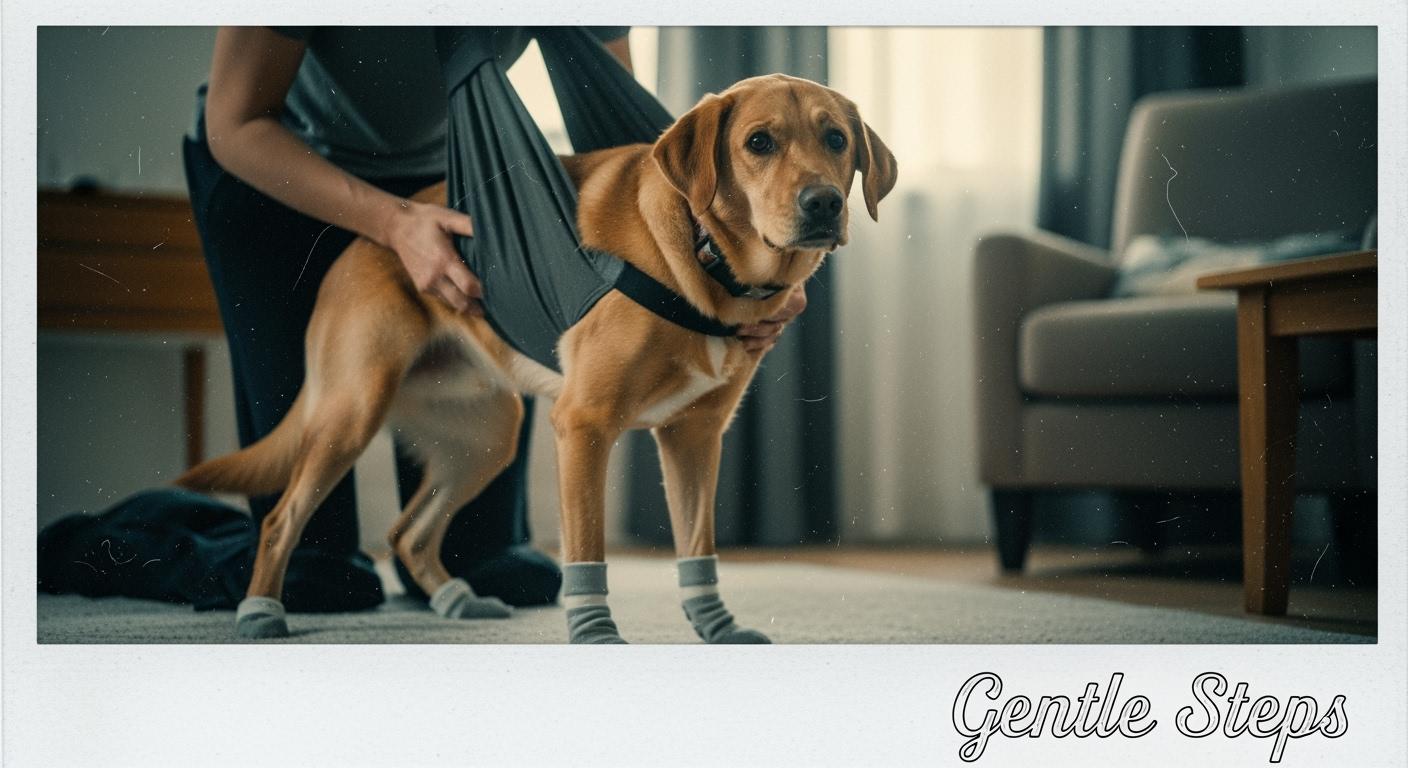 How to manage dog knuckling at home with traction socks and a support sling