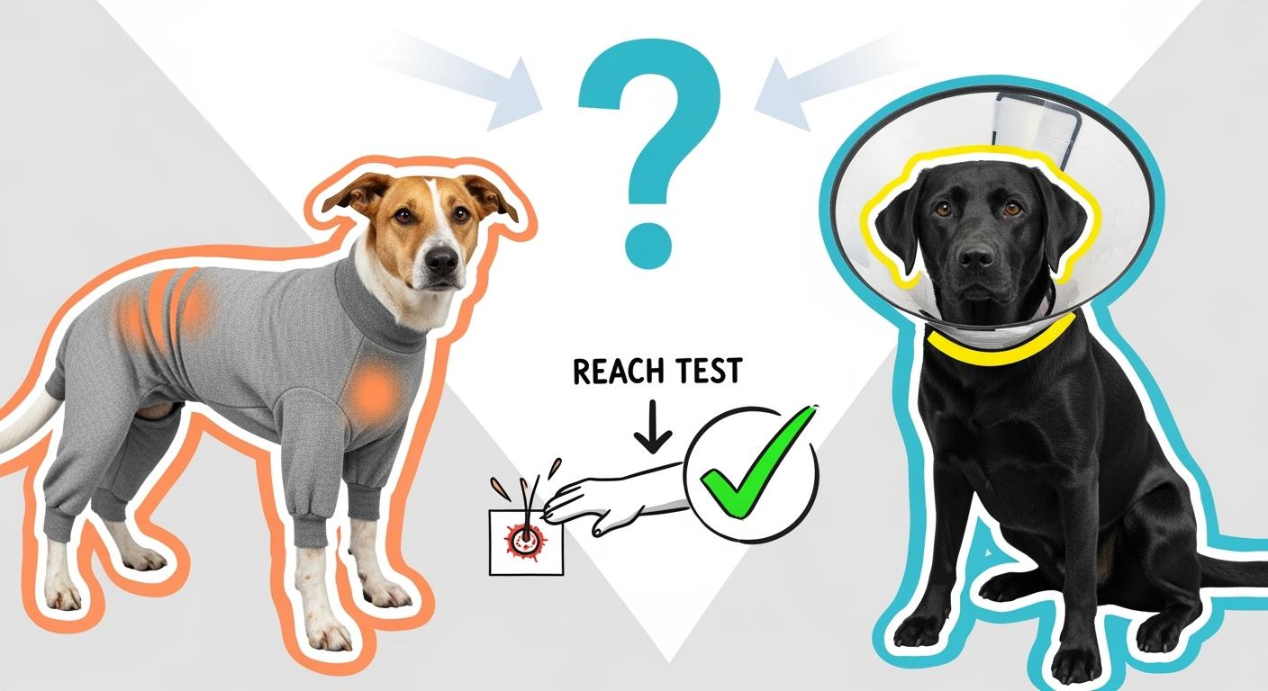 Recovery suit vs e collar for dogs: how to choose the right gear based on wound location and reach test